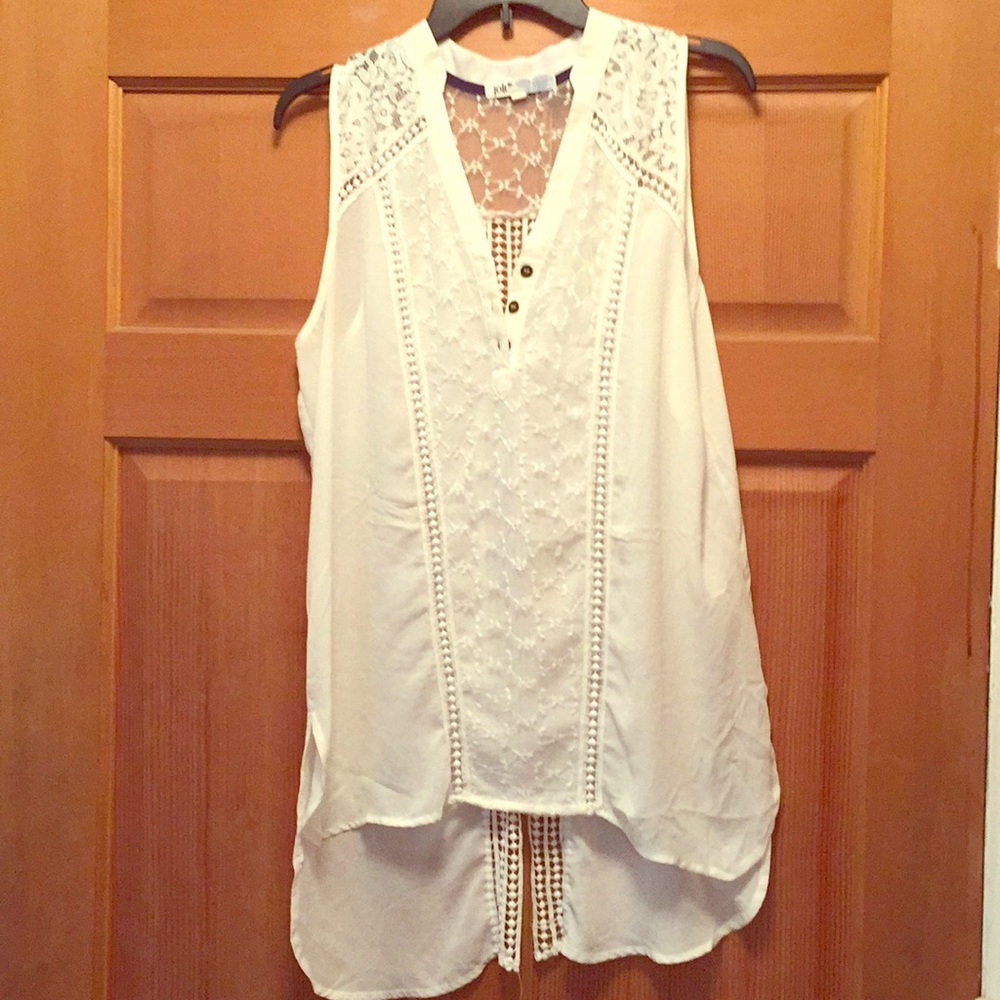White Sheer Lace Tank Top